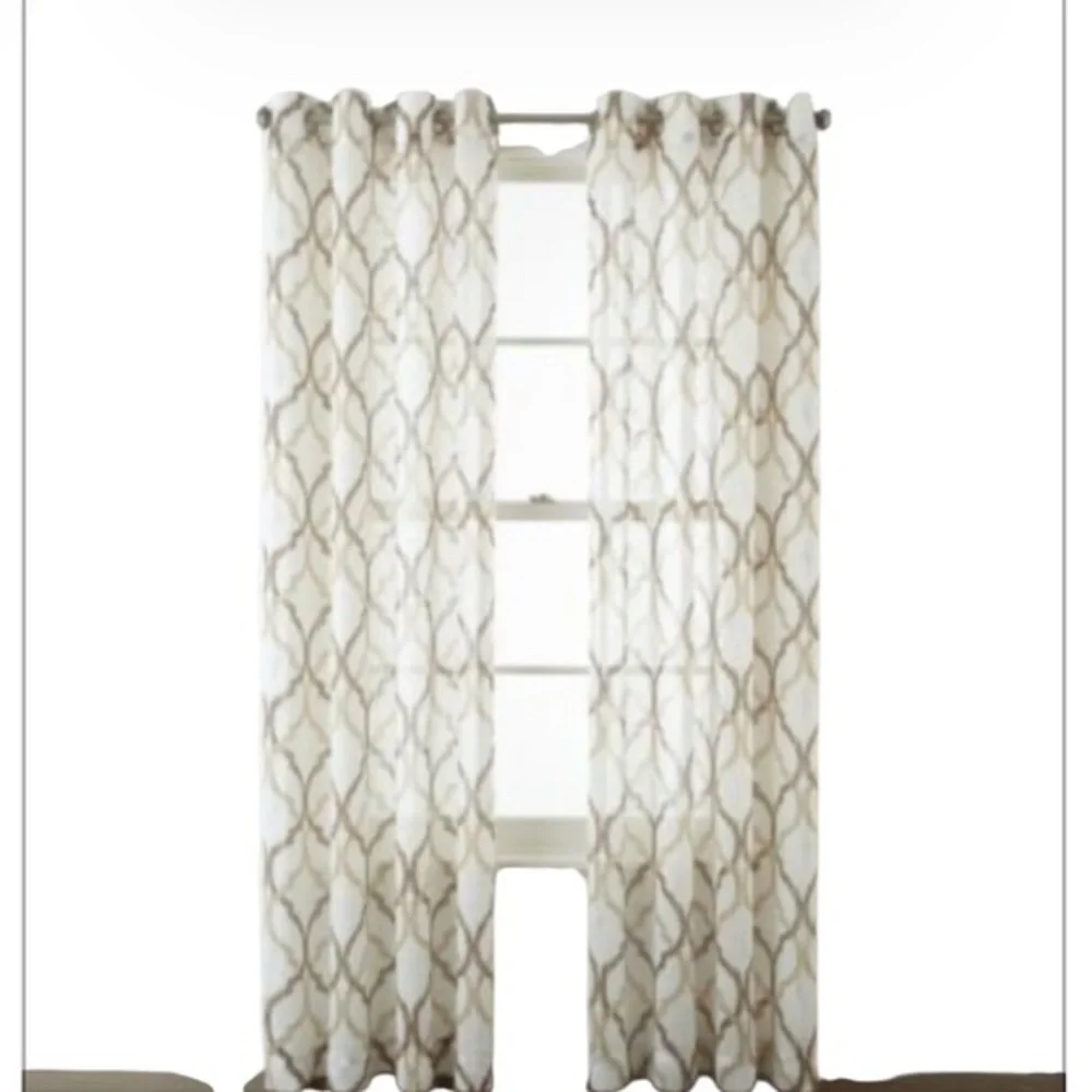 JCPENNY HOME Presidio Grommet Panel Golden coconut sheer 63